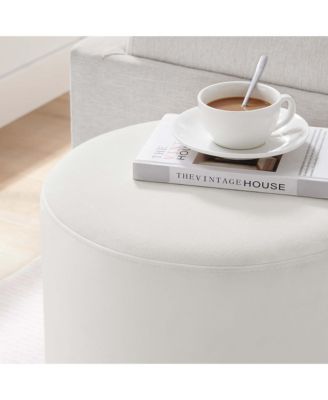 Tilden 16" Round Performance Velvet Upholstered Ottoman