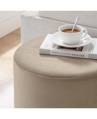 Tilden 16" Round Performance Velvet Upholstered Ottoman