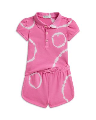 Girls' Tie Dyed Stretch Mesh Polo Shirt & Shorts Set - Baby