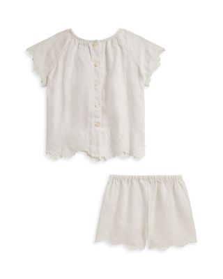 Girls' Starfish Embroidered Linen Top & Shorts Set - Baby