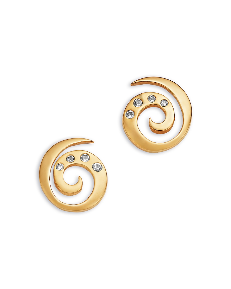 Moon & Meadow 14K Yellow Gold Diamond Swirl Shell Stud Earrings - Exclusive