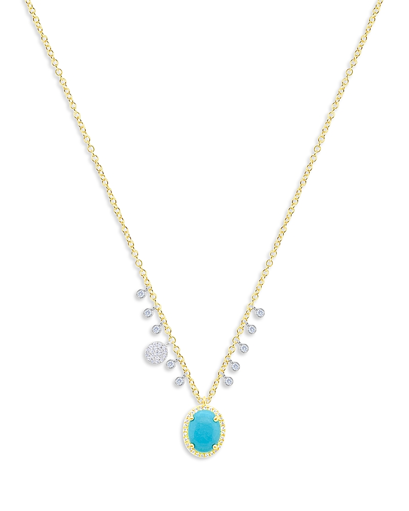Meira T 14K White & Yellow Gold Turquoise & Diamond Dangle Pendant Necklace, 16-18