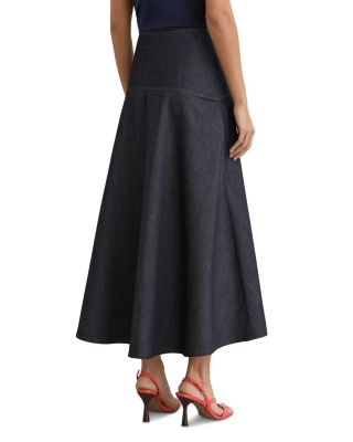 Button Detail Denim Skirt