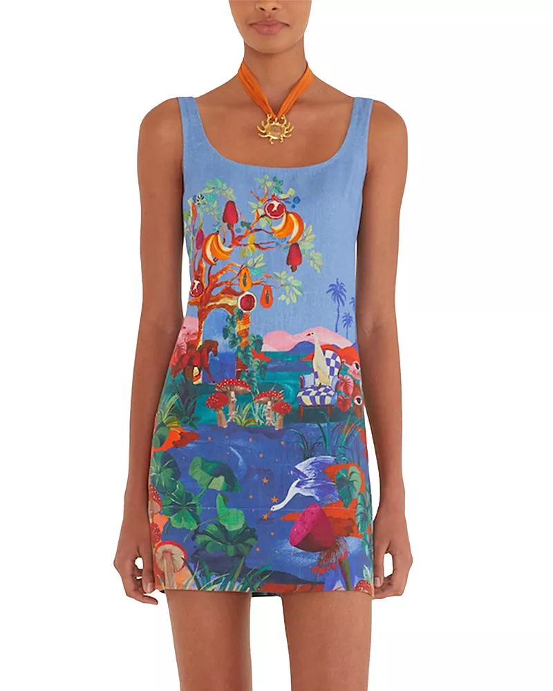 Farm Rio Dream Landscape Linen Dress