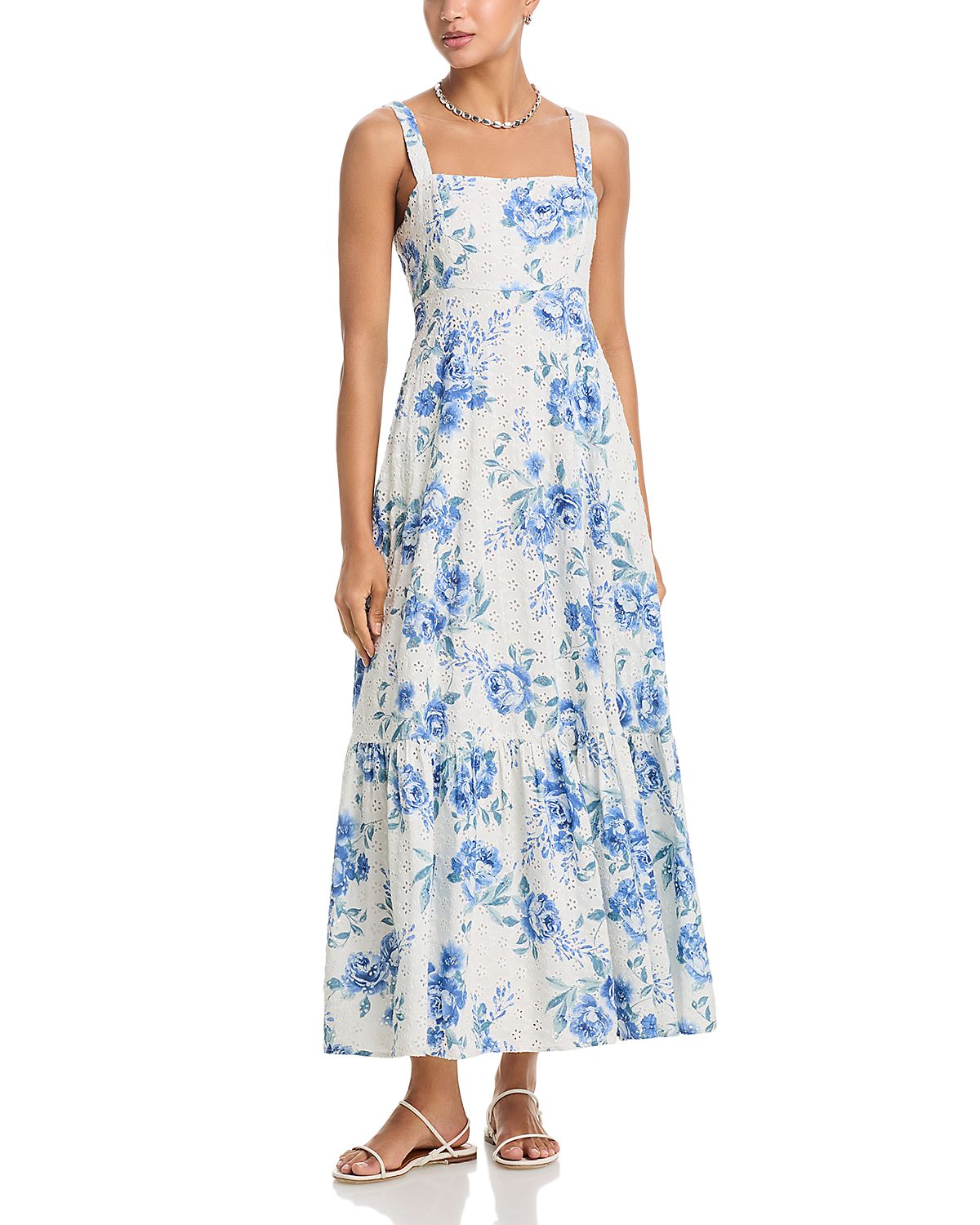 Aqua Floral Eyelet Maxi Dress - Exclusive