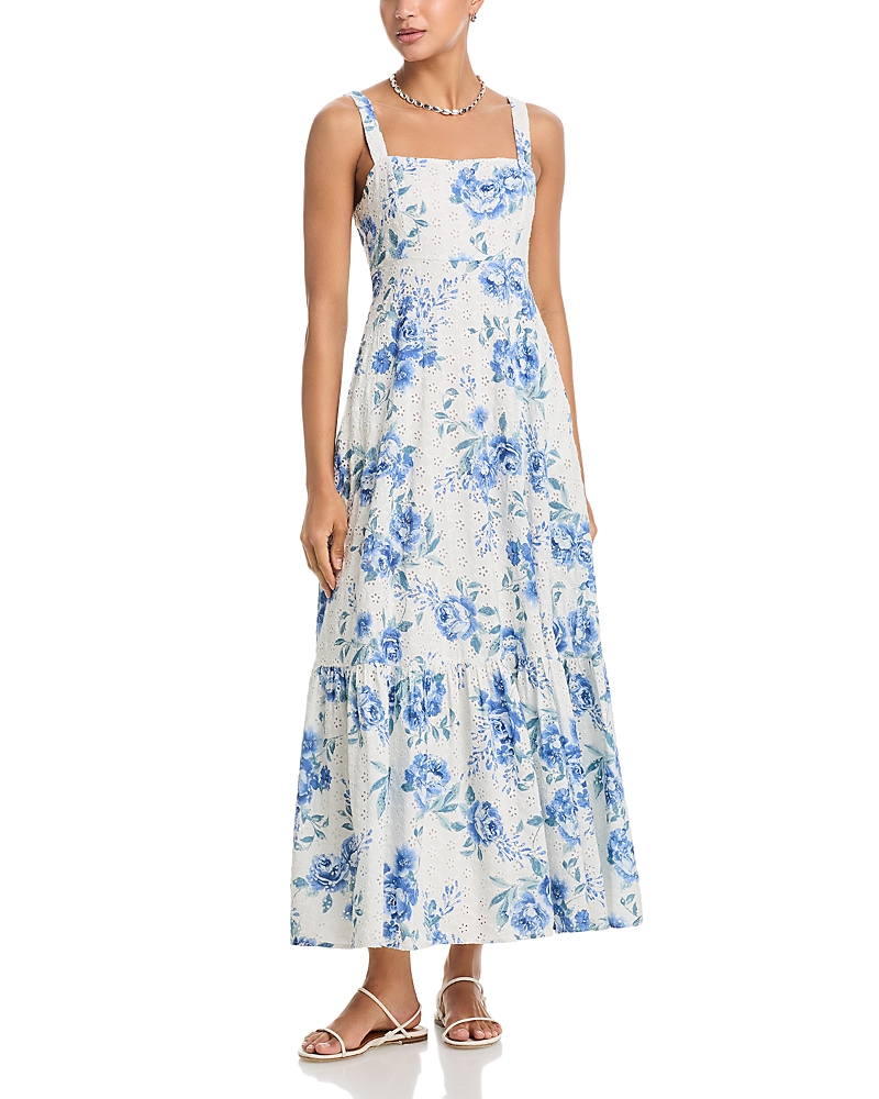 Aqua Floral Eyelet Maxi Dress - Exclusive