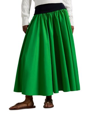 Shirred Cotton A-Line Skirt