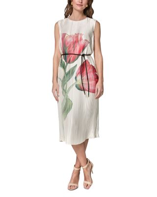 Pleated Floral Dress