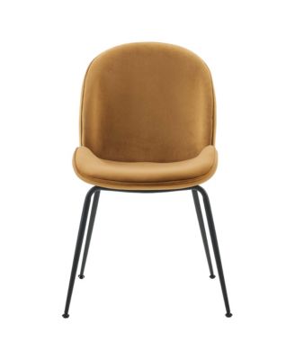 Scoop Black Powder Coated Steel Leg Performance Velvet Dining Chairs, Set of 2