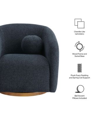 Holland Swivel Chenille Fabric Armchair