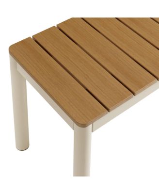 Finn Outdoor Patio Aluminum Bench with Faux Wood Top, Set of 2