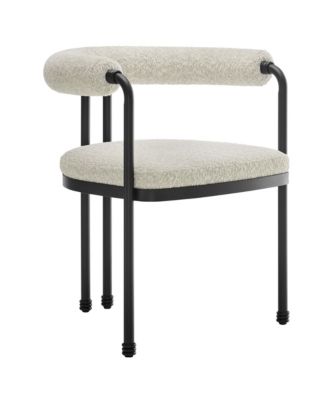 Turin Curved Back Boucle and Metal Dining Accent Chair
