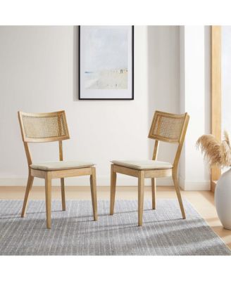 Caledonia Fabric Upholstered Wood Dining Chair, Set of 2