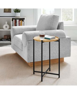 Xilo Round Wood and Metal Side Table