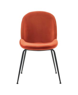 Scoop Black Powder Coated Steel Leg Performance Velvet Dining Chairs, Set of 2