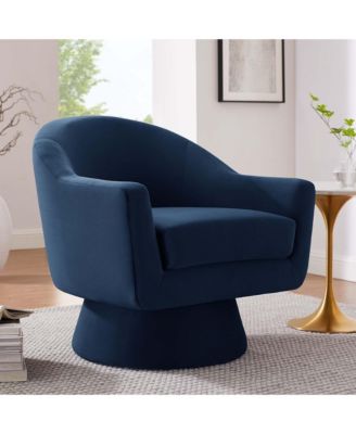 Astral Performance Velvet Fabric and Wood Swivel Chair
