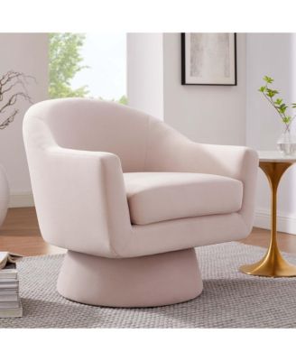 Astral Performance Velvet Fabric and Wood Swivel Chair