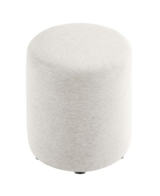 Callum 16" Round Woven Heathered Fabric Upholstered Ottoman
