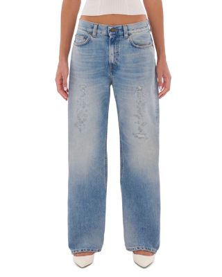 Winny Broken Mid Rise Loose Jeans in Celestial