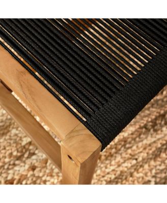 Vienna Outdoor Patio Teak and Rope Armless Dining Chairs, Set of 2