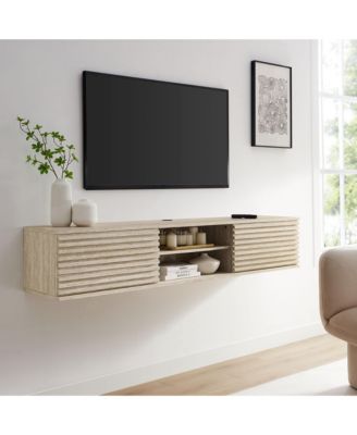 Render 70" Faux Travertine Wall-Mount Media Console TV Stand