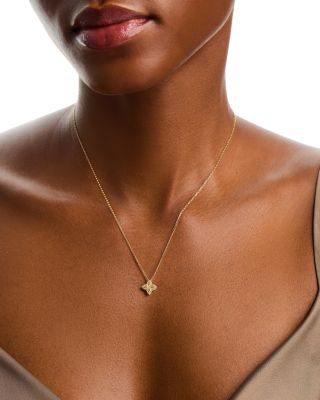 18K Yellow Gold Princess Flower Pendant Necklace, 16-18"