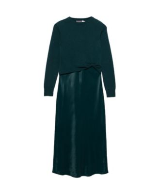  Women's Layered Satin Midi Dress