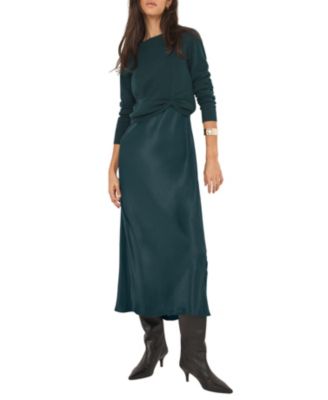  Women's Layered Satin Midi Dress