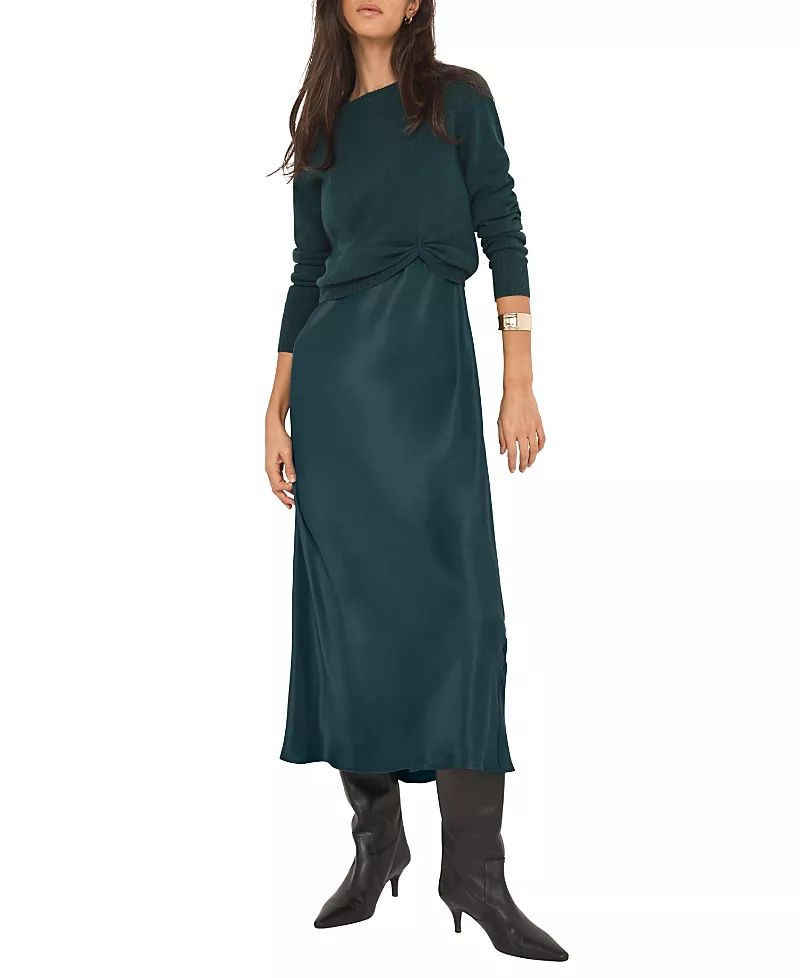 Mint Velvet Women's Layered Satin Midi Dress