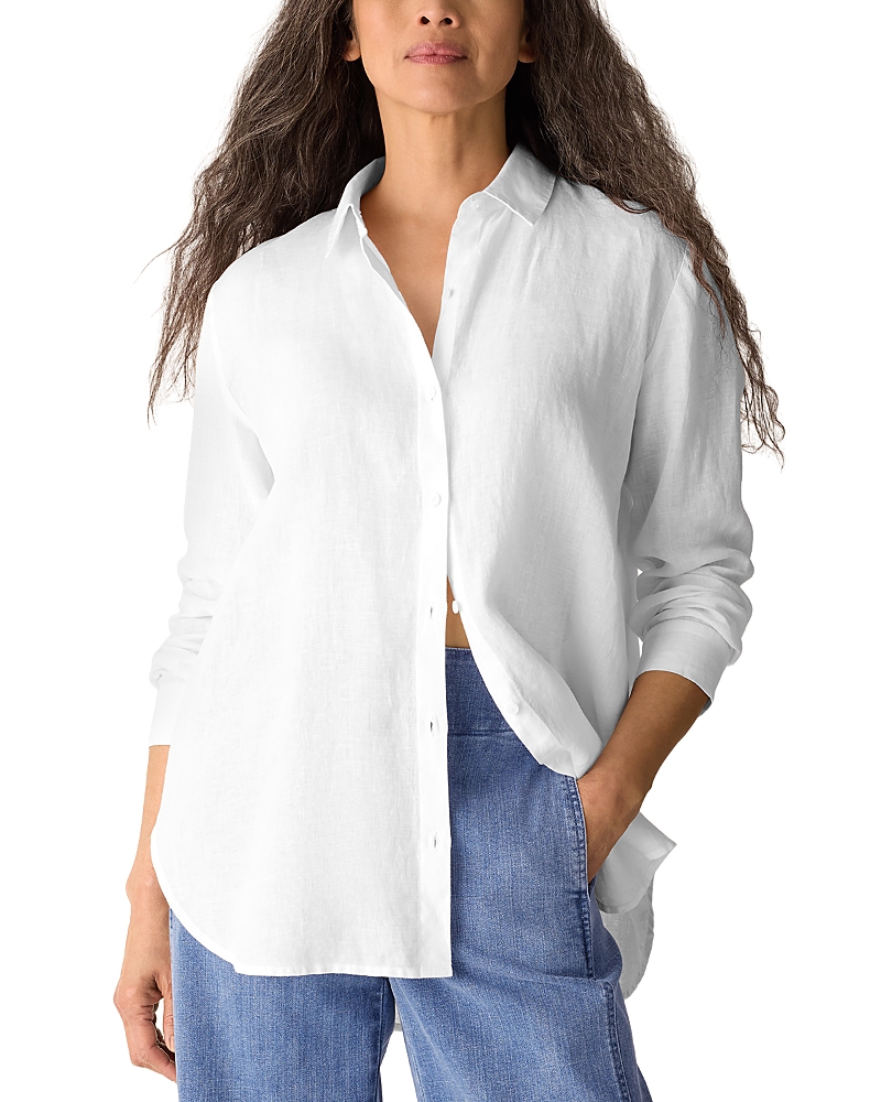 Eileen Fisher Linen Classic Collar Long Shirt