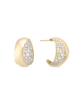 14K Yellow Gold Diamond Dipped Profusion Bubble Huggie Hoop Earrings