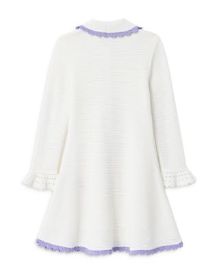 Girls' Contrast Trim Pointelle Knit Dress - Little Kid, Big Kid