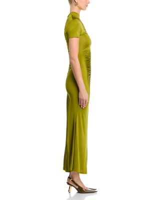 Gracelyn Mock Neck Short Sleeve Ruched Midi Dress