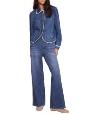  Women's Midwash Lace Trim Straight Jeans