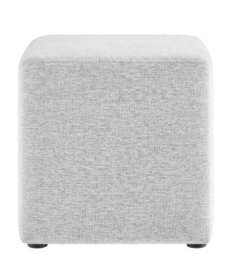  Callum 17" Square Woven Heathered Fabric Upholstered Ottoman