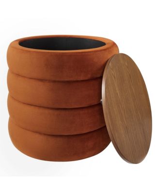Mezzo Round Performance Velvet Storage Ottoman