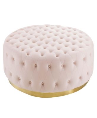 Ensconce Tufted Performance Velvet Round Ottoman