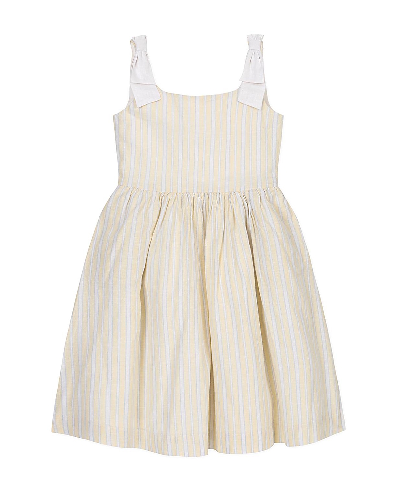 Hope & Henry Girls' Linen Bow Shoulder Dress - Little Kid, Big Kid