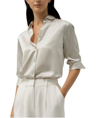  Spread Collar Silk Shirt