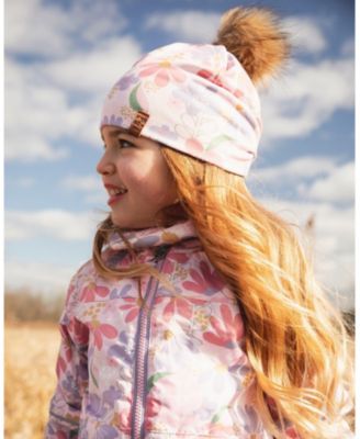 Girls' Stretch Jersey Hat Flower with Pompom - Little Kid, Big Kid