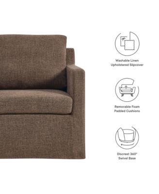  Serene Fabric Slipcovered Swivel Armchair