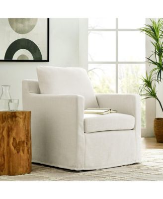  Serene Fabric Slipcovered Swivel Armchair