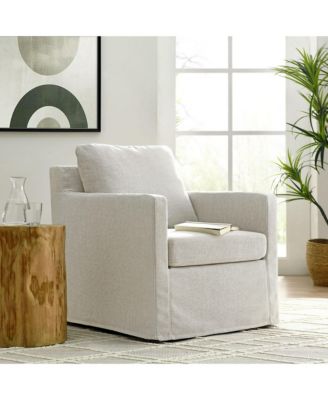 Serene Fabric Slipcovered Swivel Armchair