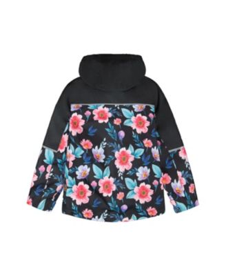  Girls' 3-in-1 Two-Piece Flowers Mid-Season Inner Jacket Outerwear Set - Big Kid