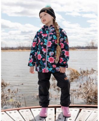  Girls' 3-in-1 Two-Piece Flowers Mid-Season Inner Jacket Outerwear Set - Big Kid
