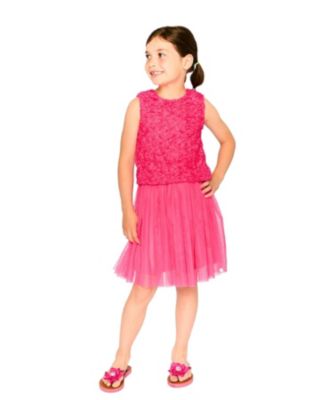  Girls' Sleeveless Textured Rosette Dress - Little Kid