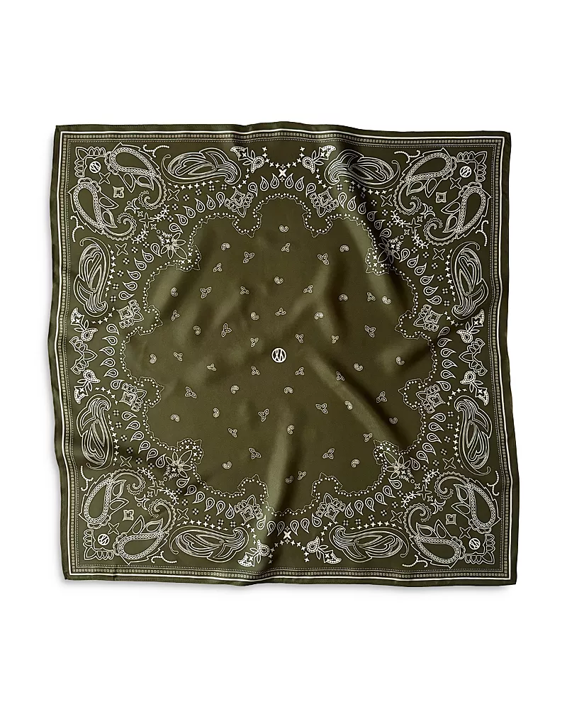 lescarf Green Paisley Silk Scarf