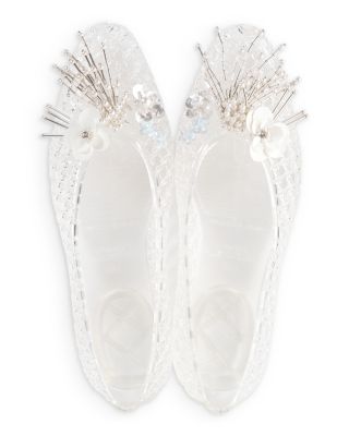 Women's Camelia Sequin & Imitation Pearl Clear Gold Jelly Shoes