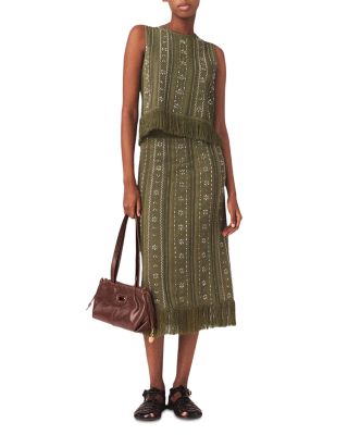 Rhinestone Flowers Knit Skirt