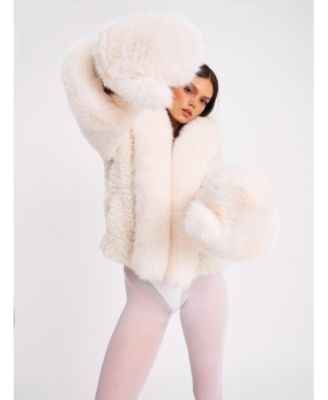  Katia White Faux Fur Mittens
